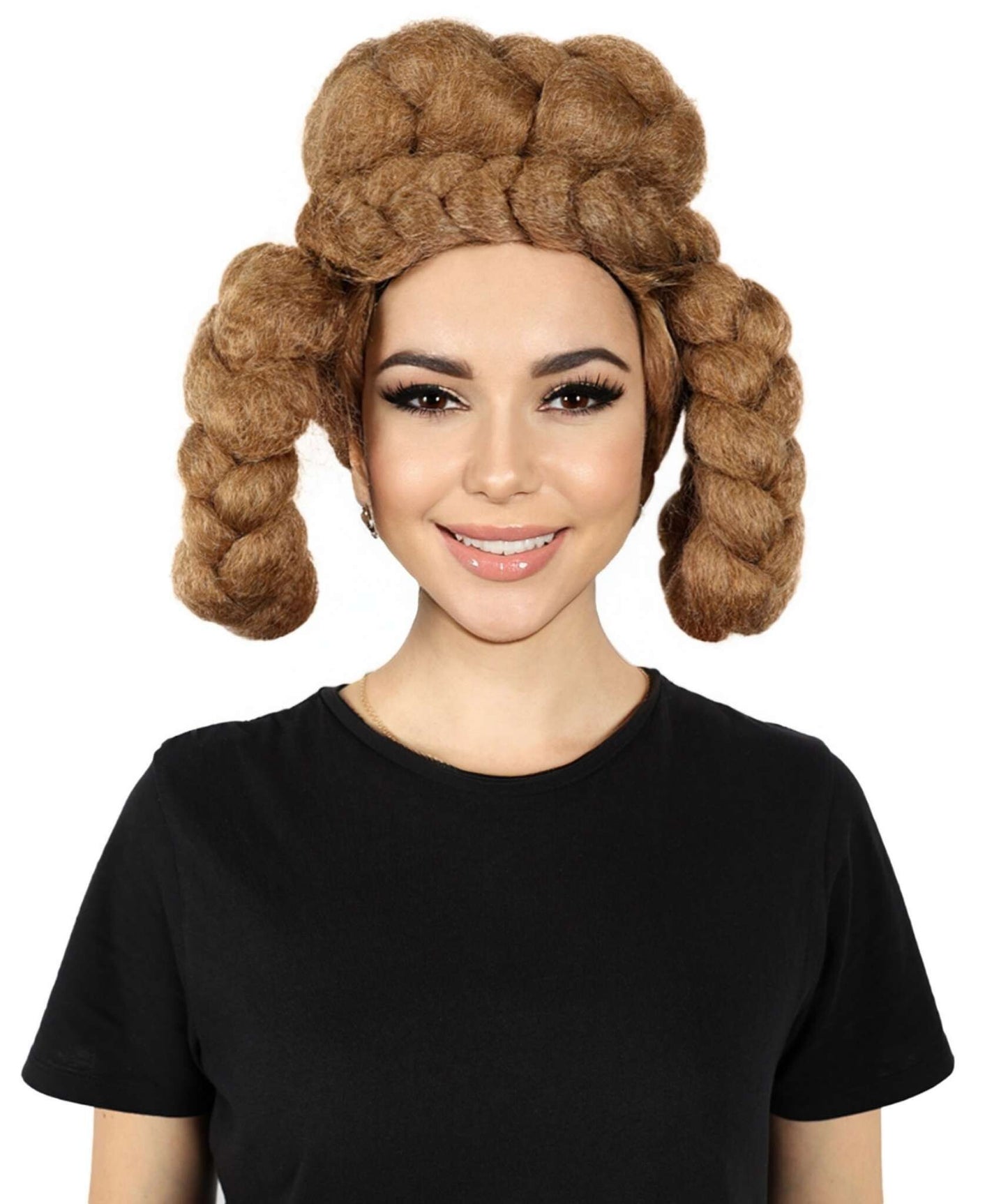 HPO Women’s Regal Brown Braided Updo Wig | Cosplay Wig | Flame-retardant Synthetic Fiber