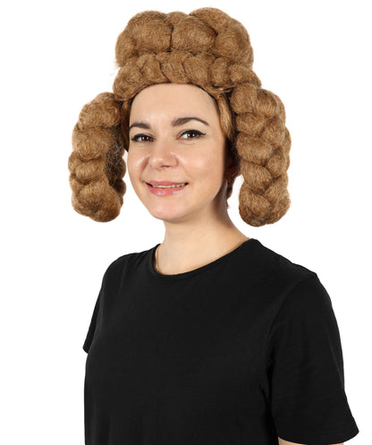 HPO Women’s Regal Brown Braided Updo Wig | Cosplay Wig | Flame-retardant Synthetic Fiber