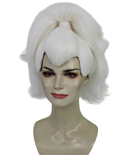 HPO Georgina Custom Wig for Women, White Wavy Elegant Styling, Premium Breathable Capless Cap with Flame Retardant Synthetic Fiber Hair