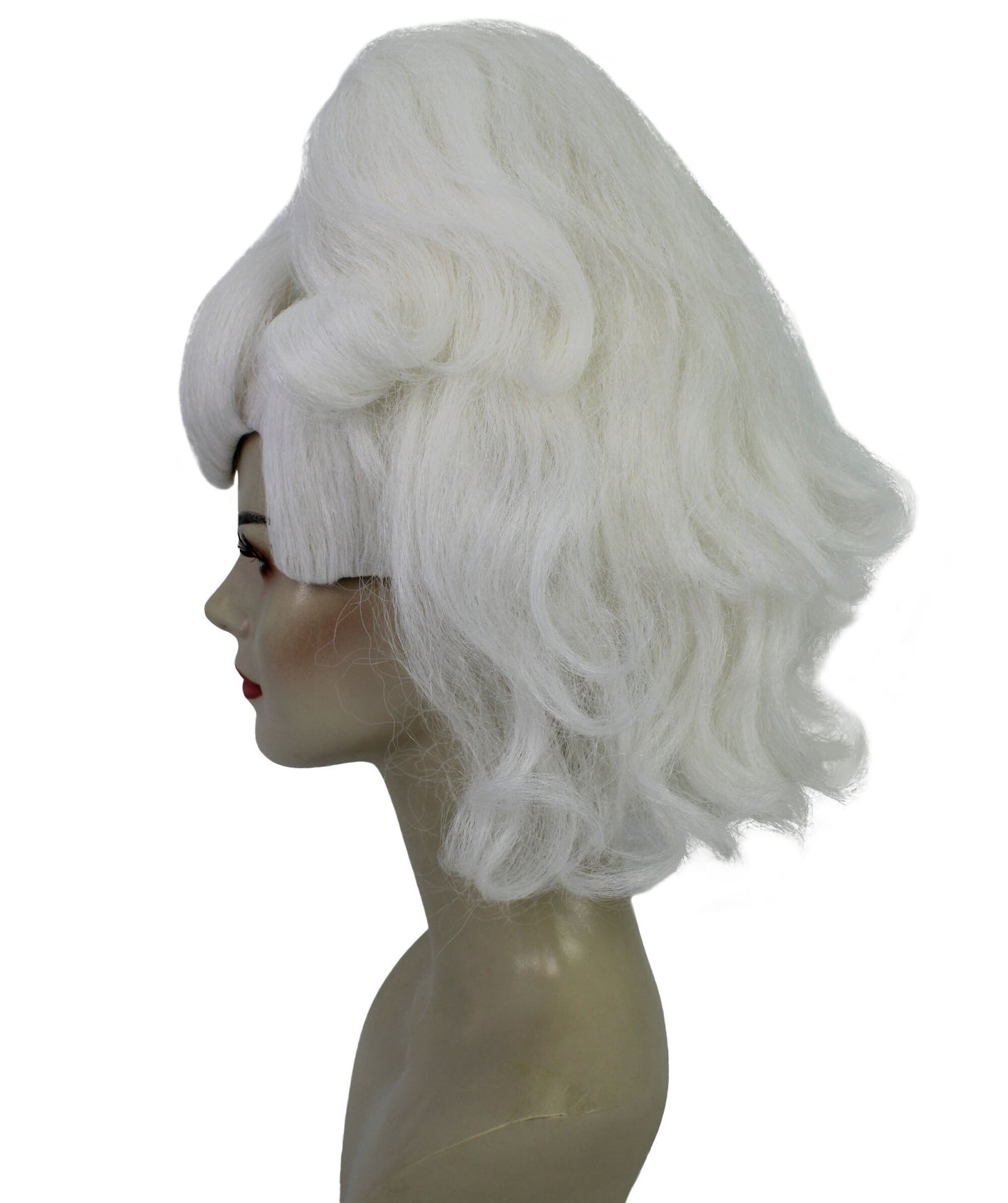 HPO Georgina Custom Wig for Women, White Wavy Elegant Styling, Premium Breathable Capless Cap with Flame Retardant Synthetic Fiber Hair
