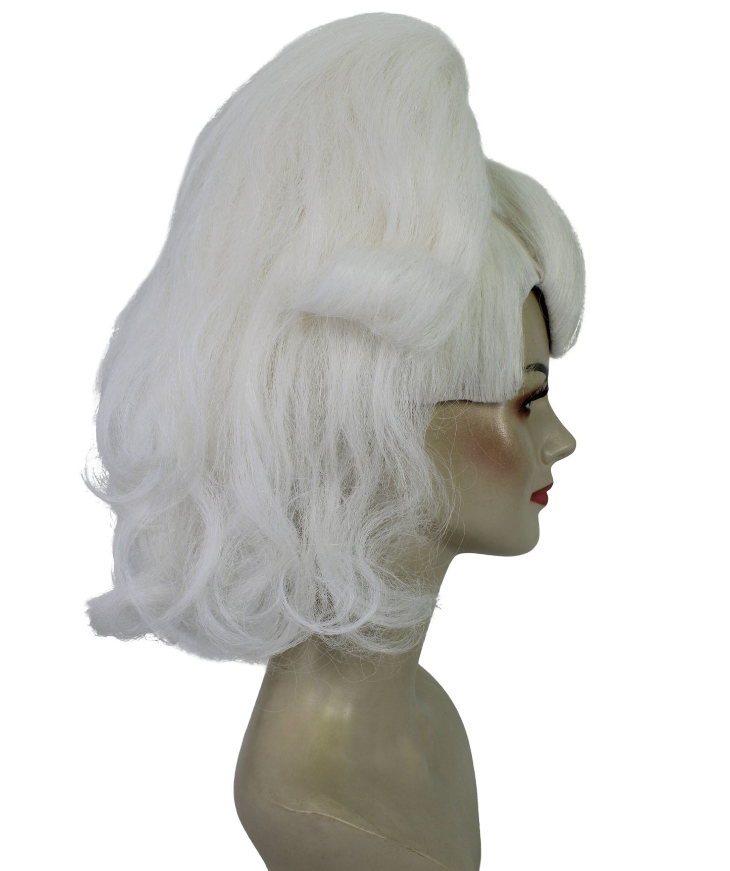 HPO Georgina Custom Wig for Women, White Wavy Elegant Styling, Premium Breathable Capless Cap with Flame Retardant Synthetic Fiber Hair