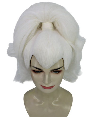 HPO Georgina Custom Wig for Women, White Wavy Elegant Styling, Premium Breathable Capless Cap with Flame Retardant Synthetic Fiber Hair