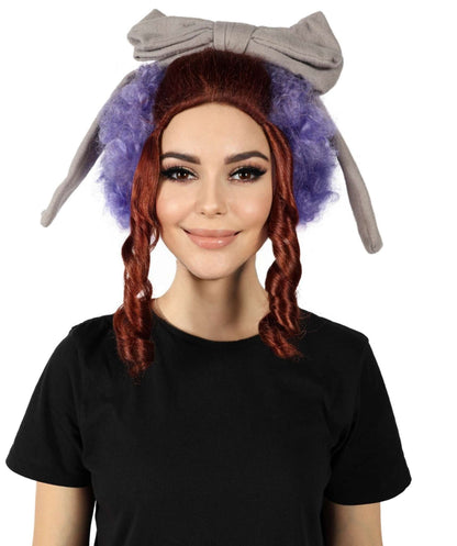 HPO Lavender Whimsy Clown Wig for Women, Curly Multiple Color Locks, Fun Costume Wig Premium Breathable Capless Cap with Flame Retardant Synthetic Fiber Hair