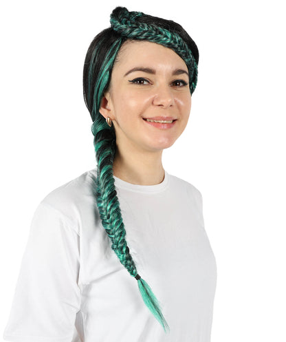HPO Women’s Braid Multiple Ponytail Wig with Bangs| Cosplay Wig | Flame-retardant Synthetic Fiber