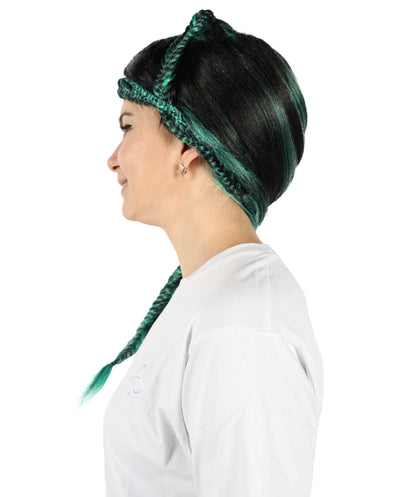 HPO Women’s Braid Multiple Ponytail Wig with Bangs| Cosplay Wig | Flame-retardant Synthetic Fiber
