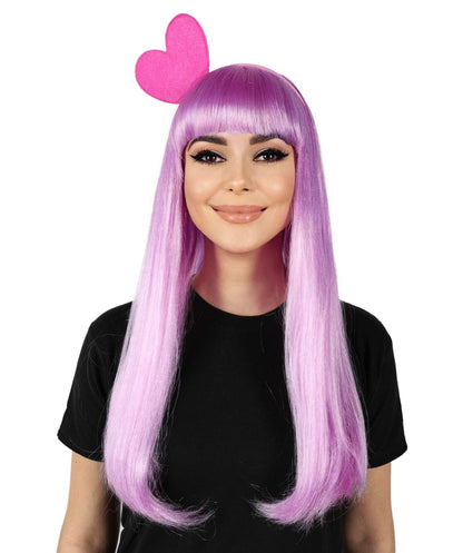 HPO Women Luna Lansman Straight Purple Wigs, Perfect for Parties, Cosplay and Everyday Wear, Stylish and Comfortable Hair Piece