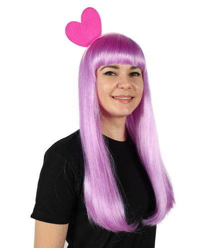 HPO Women Luna Lansman Straight Purple Wigs, Perfect for Parties, Cosplay and Everyday Wear, Stylish and Comfortable Hair Piece