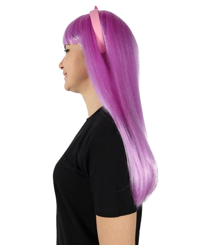 HPO Women Luna Lansman Straight Purple Wigs, Perfect for Parties, Cosplay and Everyday Wear, Stylish and Comfortable Hair Piece