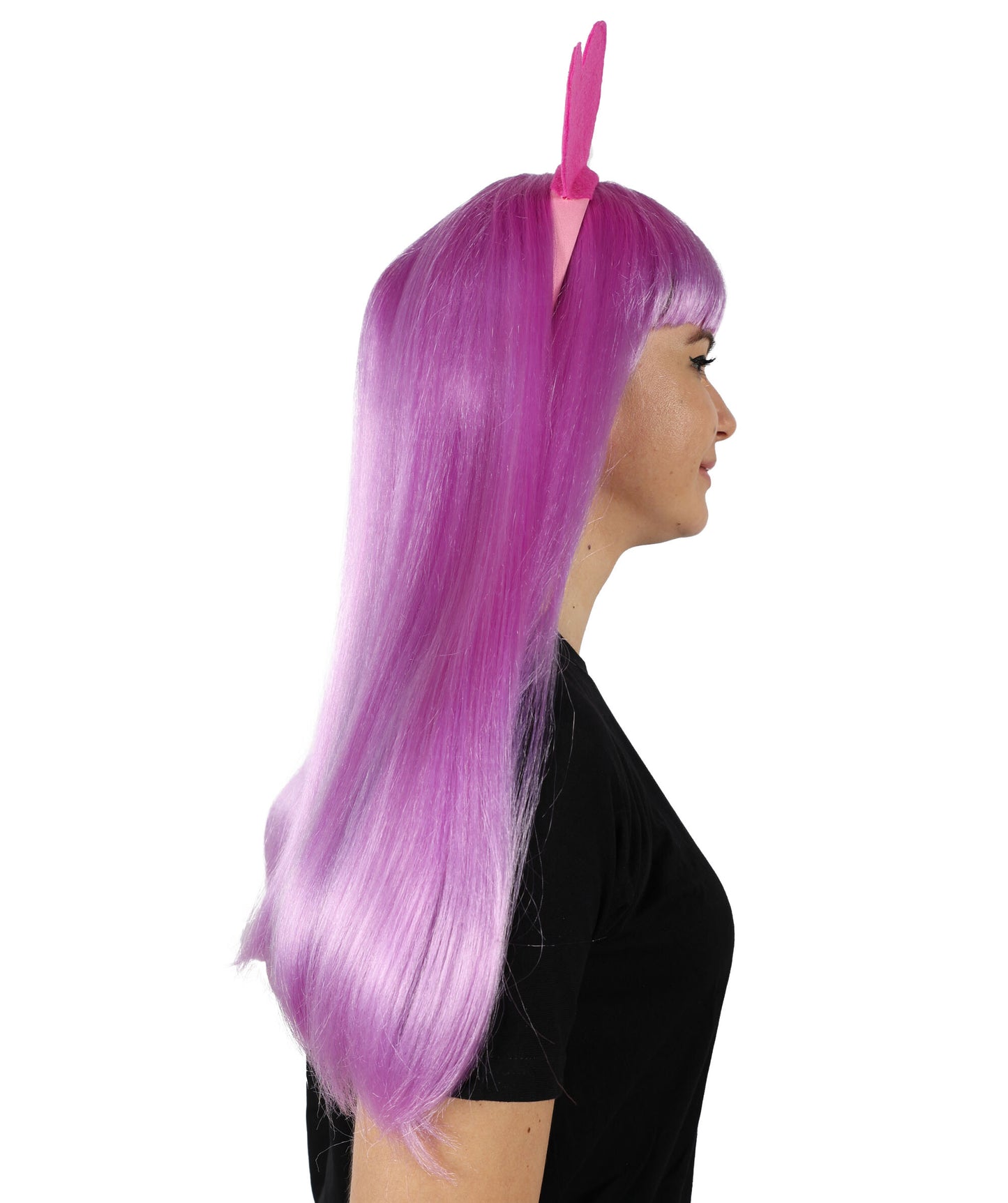 HPO Women Luna Lansman Straight Purple Wigs, Perfect for Parties, Cosplay and Everyday Wear, Stylish and Comfortable Hair Piece