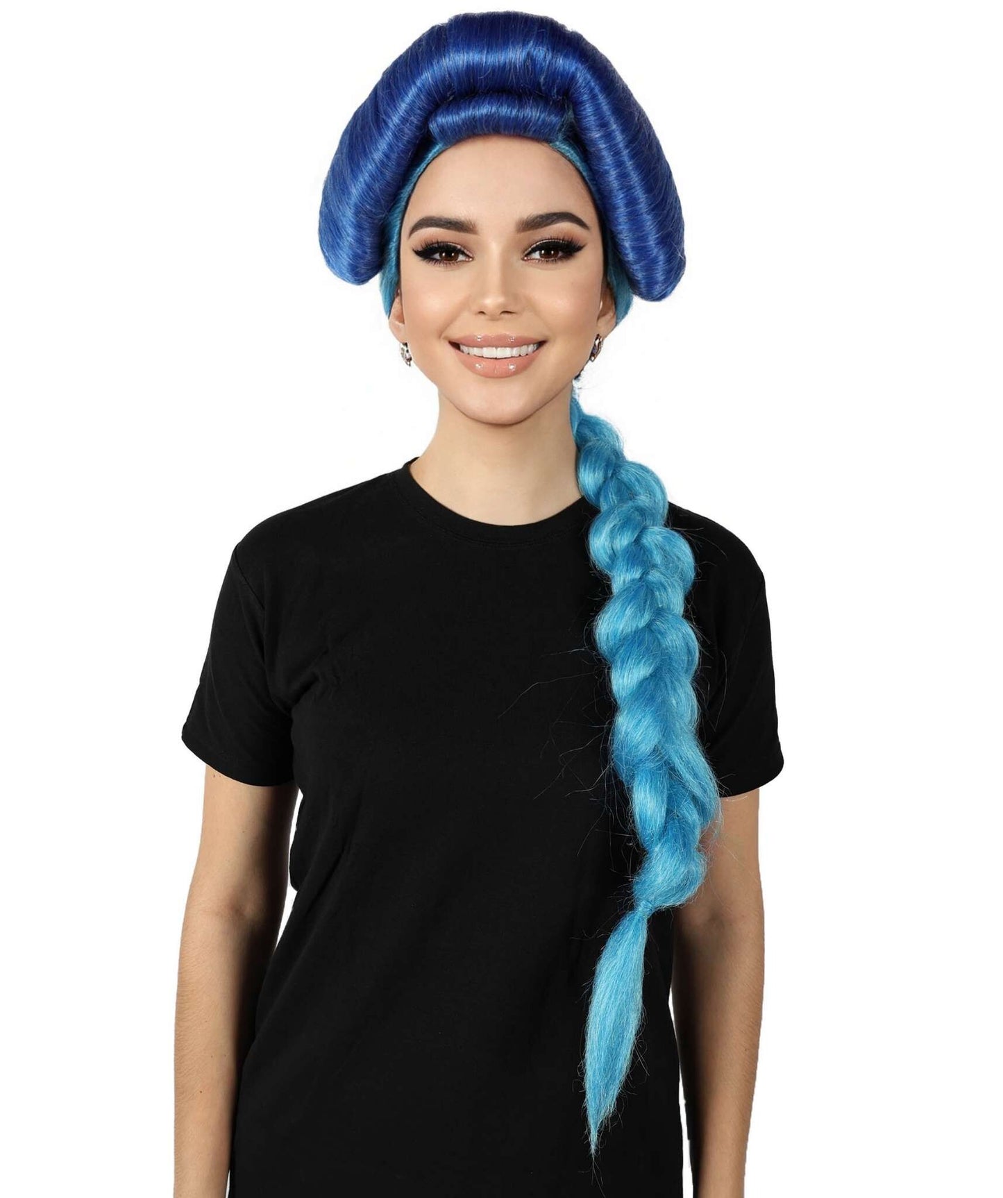 HPO Women’s Multiple Updo Wig with Spiral Side Braid| Cosplay Wig | Flame-retardant Synthetic Fiber