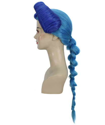 HPO Women’s Multiple Updo Wig with Spiral Side Braid| Cosplay Wig | Flame-retardant Synthetic Fiber
