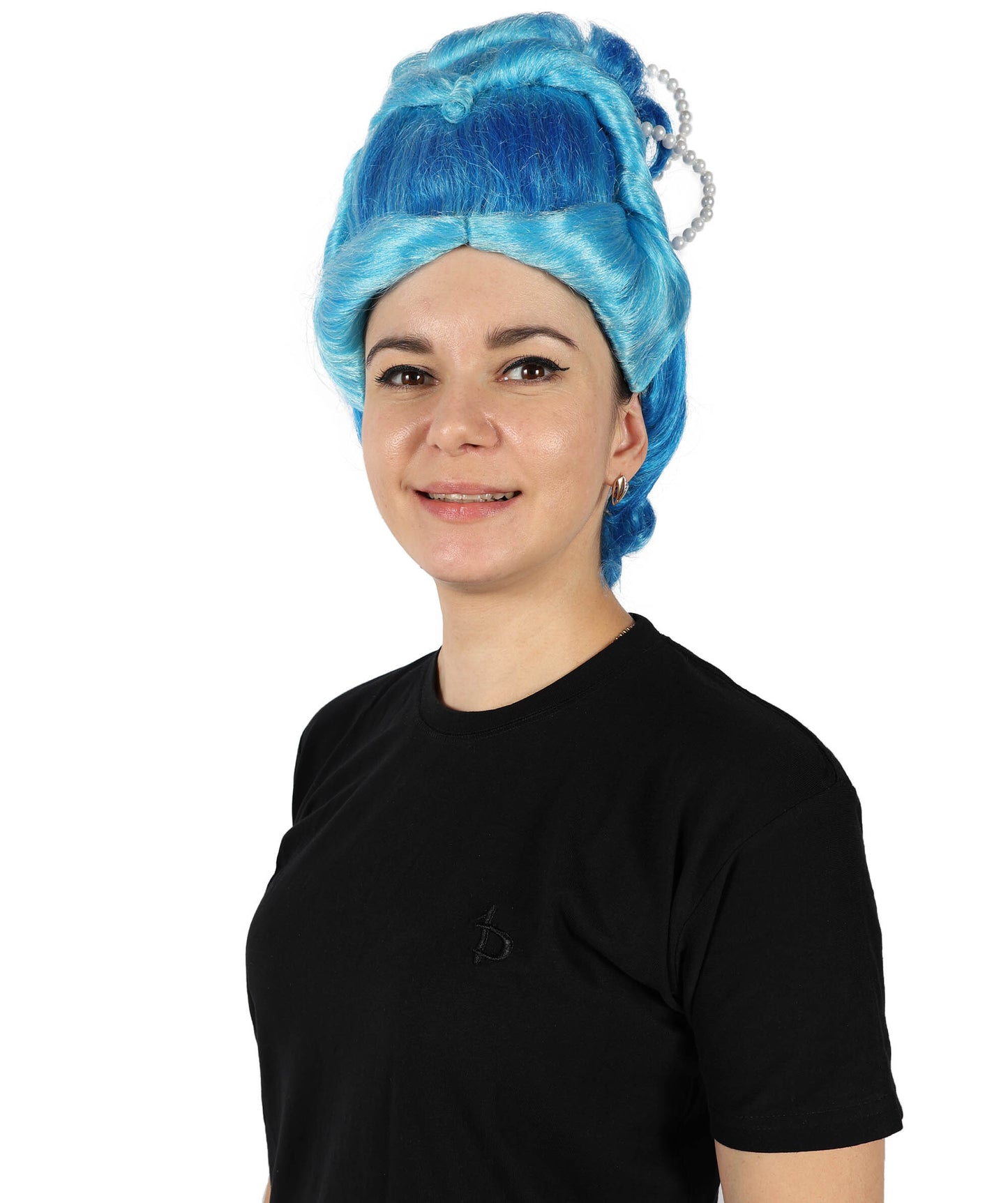 HPO Women Custom Blue Braid Wig, Stylish & Versatile Look, Premium Breathable Capless Cap with Flame Retardant Synthetic Fiber Hair