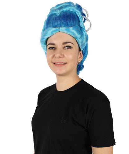 HPO Women Custom Blue Braid Wig, Stylish & Versatile Look, Premium Breathable Capless Cap with Flame Retardant Synthetic Fiber Hair