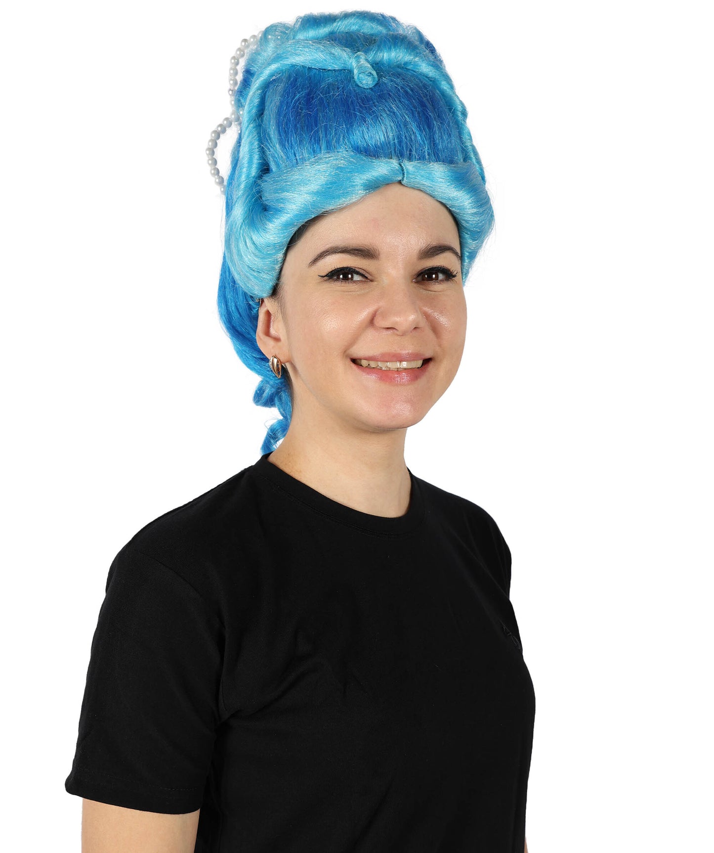 HPO Women Custom Blue Braid Wig, Stylish & Versatile Look, Premium Breathable Capless Cap with Flame Retardant Synthetic Fiber Hair