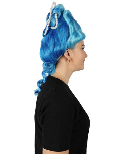 HPO Women Custom Blue Braid Wig, Stylish & Versatile Look, Premium Breathable Capless Cap with Flame Retardant Synthetic Fiber Hair