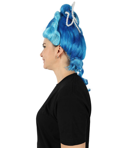 HPO Women Custom Blue Braid Wig, Stylish & Versatile Look, Premium Breathable Capless Cap with Flame Retardant Synthetic Fiber Hair