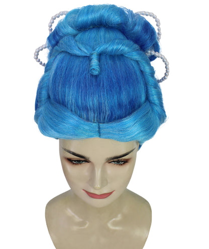 HPO Women Custom Blue Braid Wig, Stylish & Versatile Look, Premium Breathable Capless Cap with Flame Retardant Synthetic Fiber Hair