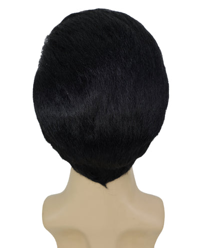 HPO Men's 90s Short Black Rapper Wig with White Streaks in front | Halloween and Cosplay Wig | Flame-retardant Synthetic Fiber