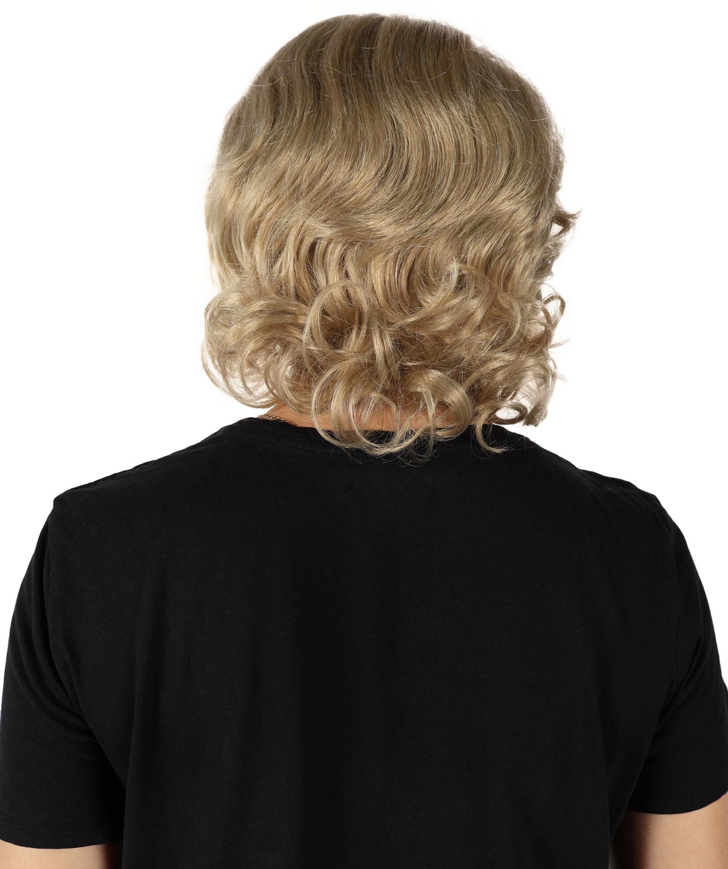 HPO Adult Women's Iconic Political Leader Inspired Classic Blonde Curled Short Wig| Halloween and Cosplay Wig | Flame-retardant Synthetic Fiber