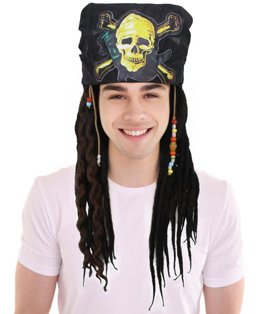 HPO Men's Pirate Black Dreadlocks Wig | Halloween Wig | Flame-retardant Synthetic Fiber