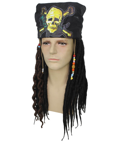 HPO Men's Pirate Dreadlocks Multicolor Options Wig | Halloween and Cosplay Wig | Flame-retardant Synthetic Fiber