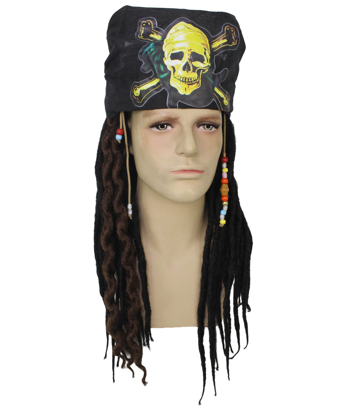 HPO Men's Pirate Dreadlocks Multicolor Options Wig | Halloween and Cosplay Wig | Flame-retardant Synthetic Fiber