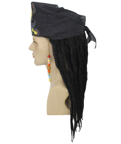 HPO Men's Pirate Dreadlocks Multicolor Options Wig | Halloween and Cosplay Wig | Flame-retardant Synthetic Fiber