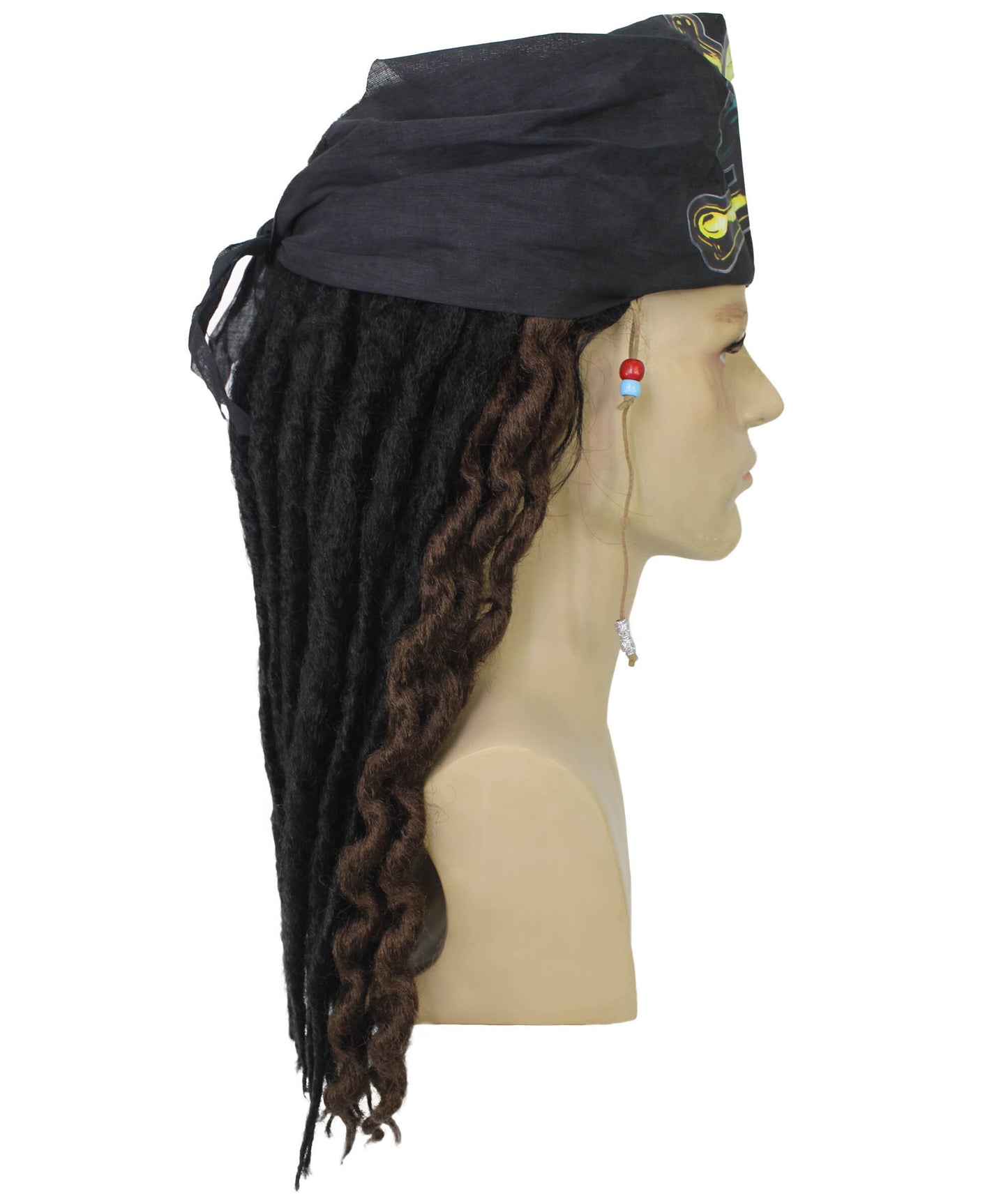 HPO Men's Pirate Dreadlocks Multicolor Options Wig | Halloween and Cosplay Wig | Flame-retardant Synthetic Fiber