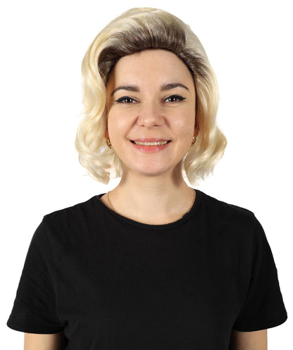 HPO Adult Women’s Movie Character Inspired Short Wavy Multicolor Wig | Halloween and Cosplay Wig | Flame-retardant Synthetic Fiber