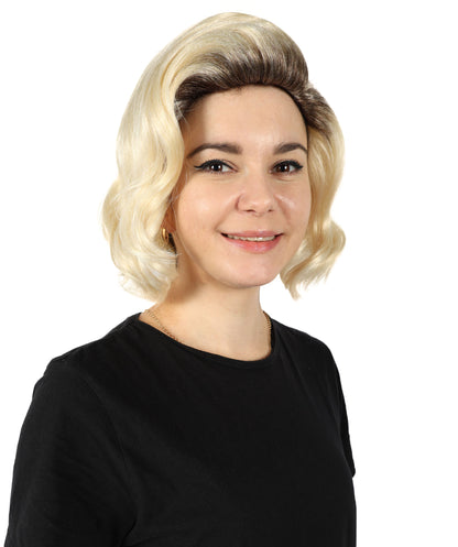 HPO Adult Women’s Movie Character Inspired Short Wavy Multicolor Wig | Halloween and Cosplay Wig | Flame-retardant Synthetic Fiber