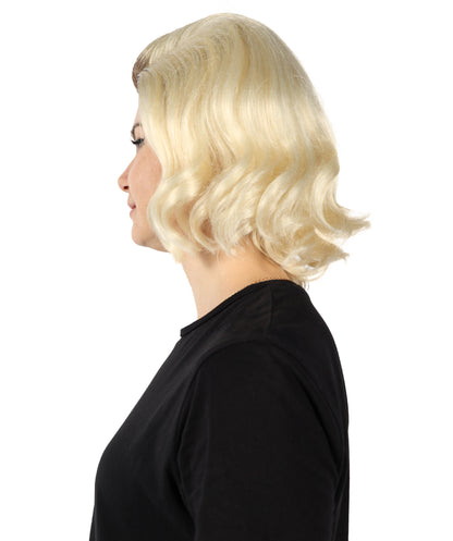 HPO Adult Women’s Movie Character Inspired Short Wavy Multicolor Wig | Halloween and Cosplay Wig | Flame-retardant Synthetic Fiber