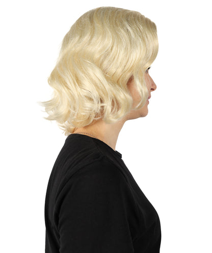 HPO Adult Women’s Movie Character Inspired Short Wavy Multicolor Wig | Halloween and Cosplay Wig | Flame-retardant Synthetic Fiber