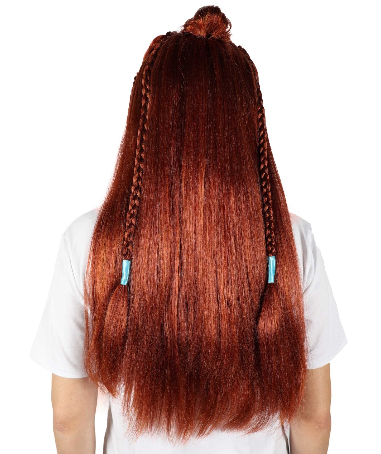 HPO Adult Fierce Huntress Inspired Warrior Braided Long Brown Wig | Halloween and Cosplay Wig | Flame-retardant Synthetic Fiber