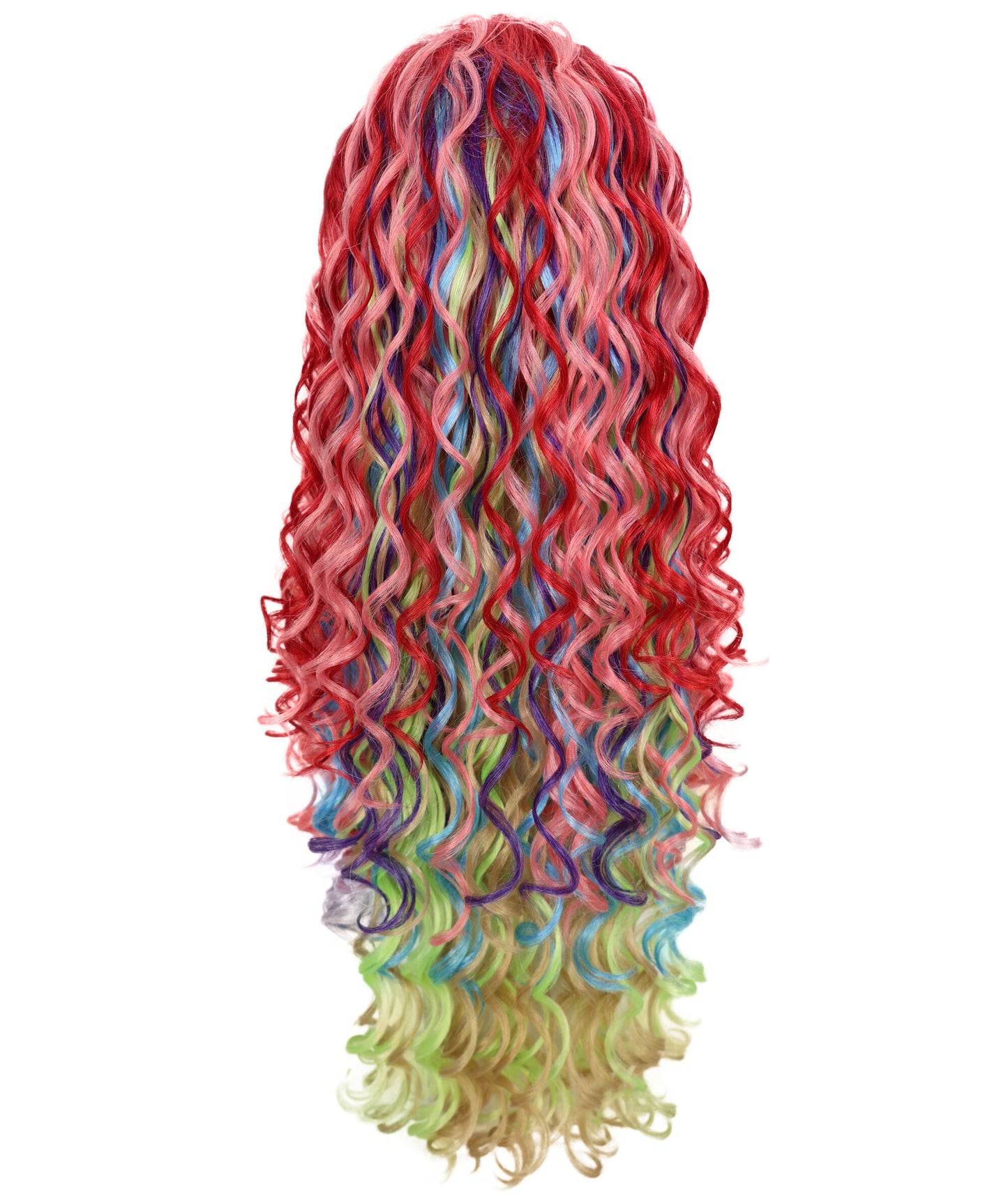 HPO Adult Women's Movie Inspired Long Multicolor Curly Wig | Halloween and Cosplay Wig | Flame-retardant Synthetic Fiber