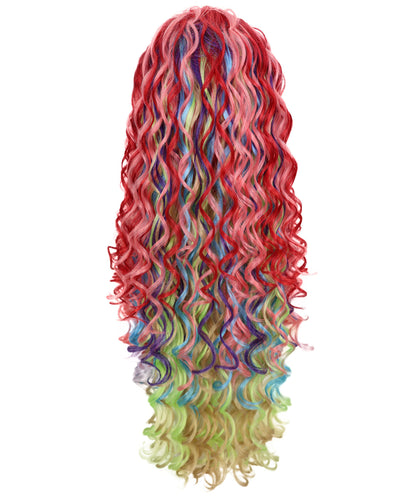 HPO Adult Women's Movie Inspired Long Multicolor Curly Wig | Halloween and Cosplay Wig | Flame-retardant Synthetic Fiber