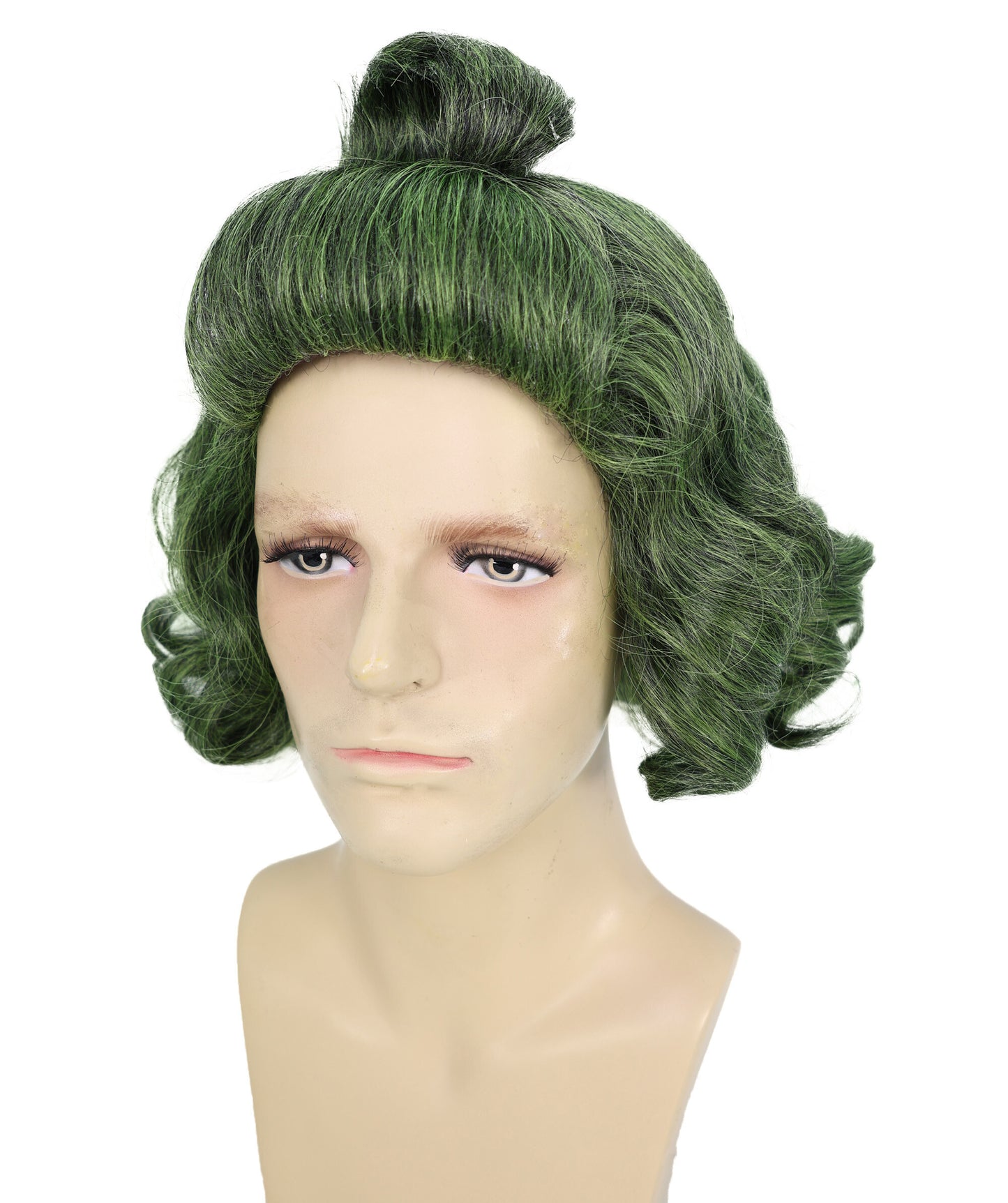 Oompa Loompa Factory Worker Wig – Green Curly Costume Wig for Adults & Kids – Chocolate Factory Worker Halloween Accessory – Willy-Inspired Character Wig for Cosplay & Dress-Up