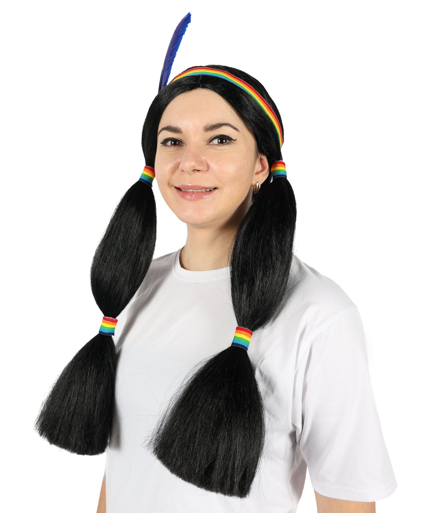 HPO Women Indian Princess Wig | Elegant Long Black Wig for Cosplay, Halloween & Themed Parties | Soft Silky Texture | Comfortable & Breathable Cap for All-Day Wear