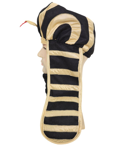 HPO Adult Men's Pharaoh Fake Beard & Head Cap – Self-Adhesive Mustaches for Halloween & Cosplay