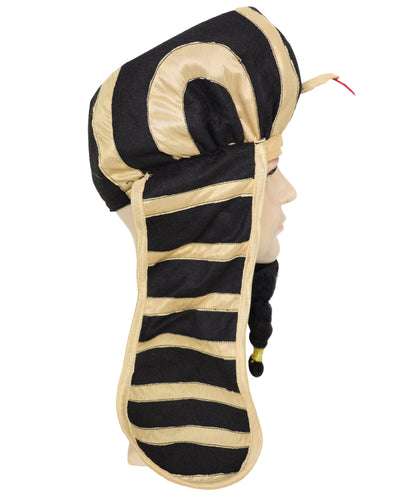 HPO Adult Men's Pharaoh Fake Beard & Head Cap – Self-Adhesive Mustaches for Halloween & Cosplay