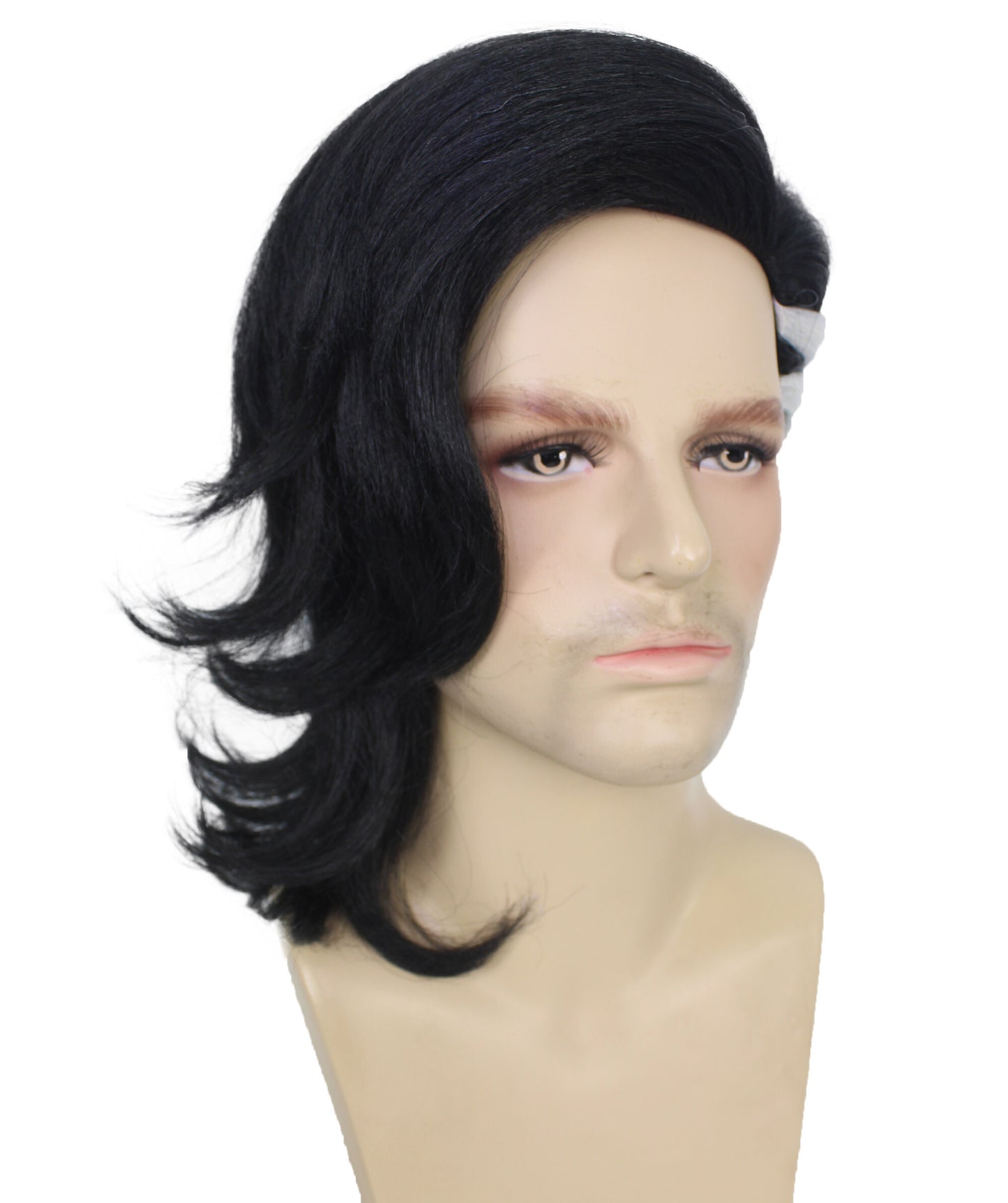 HPO Men's Black and White Medium Hair Wig | Tokyo Revengers Cosplay | Harajuku Hairpiece | Heat-Resistant Synthetic Fiber | Perfect for Cosplay Anime Conventions or Themed Parties | Adjustable & Comfortable Fit