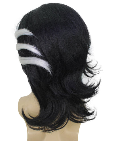 HPO Men's Black and White Medium Hair Wig | Tokyo Revengers Cosplay | Harajuku Hairpiece | Heat-Resistant Synthetic Fiber | Perfect for Cosplay Anime Conventions or Themed Parties | Adjustable & Comfortable Fit