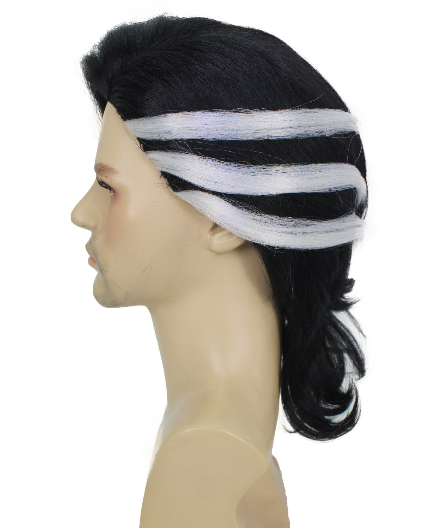 HPO Men's Black and White Medium Hair Wig | Tokyo Revengers Cosplay | Harajuku Hairpiece | Heat-Resistant Synthetic Fiber | Perfect for Cosplay Anime Conventions or Themed Parties | Adjustable & Comfortable Fit