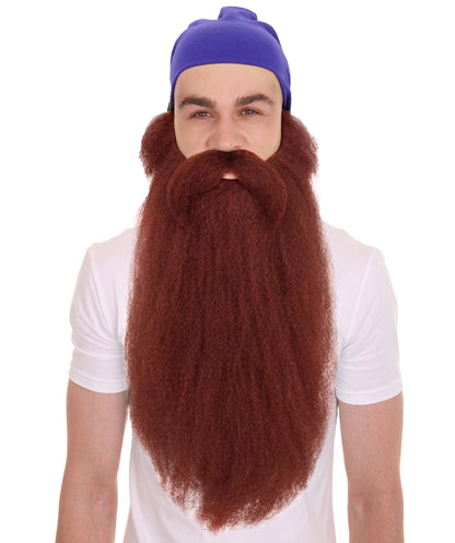 HPO Adult Men's Long Dark Auburn Mustache, Beard & Sideburn – Halloween |Realistic Cosplay Set