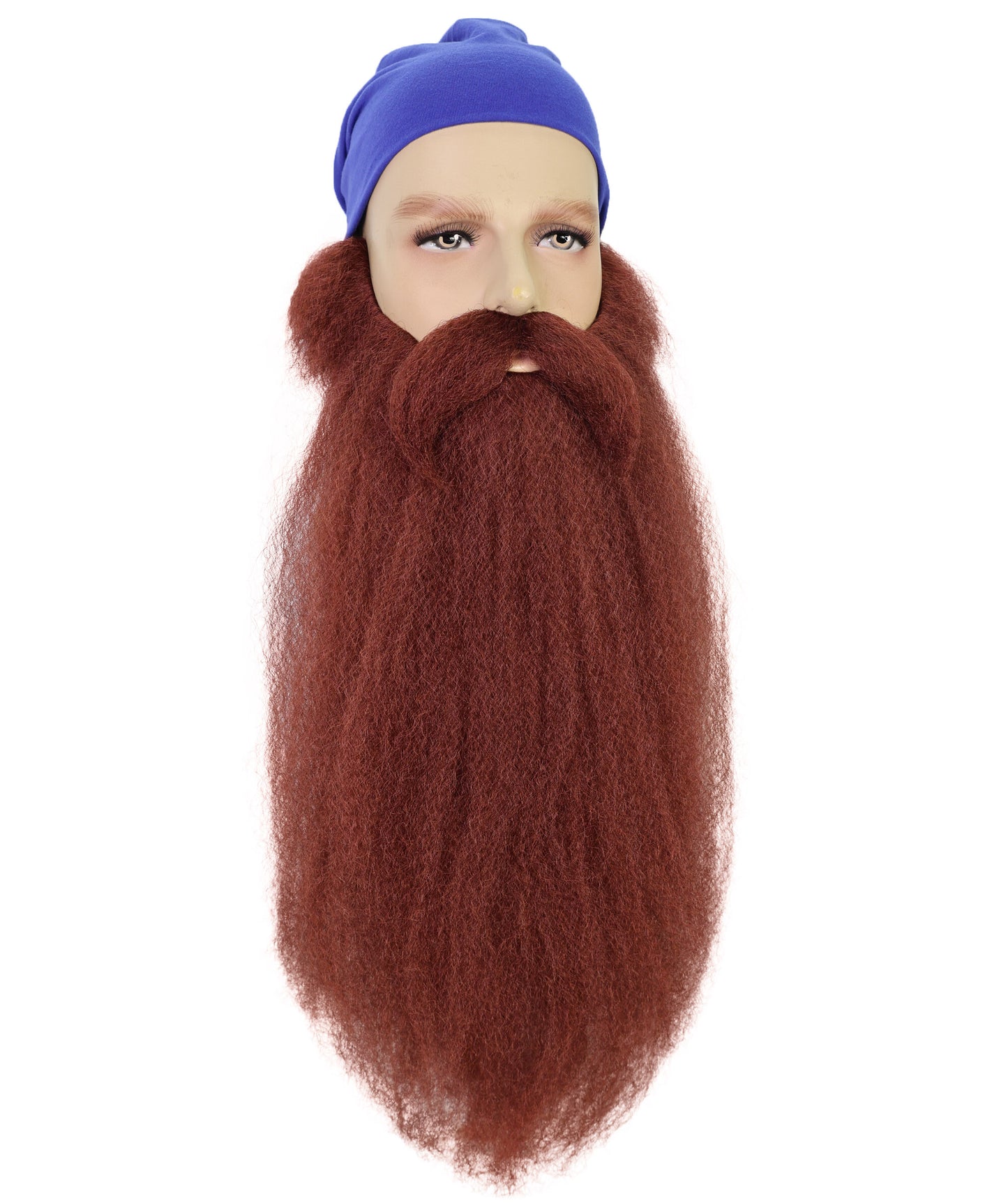 HPO Adult Men's Long Dark Auburn Mustache, Beard & Sideburn – Halloween |Realistic Cosplay Set