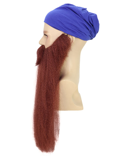 HPO Adult Men's Long Dark Auburn Mustache, Beard & Sideburn – Halloween |Realistic Cosplay Set