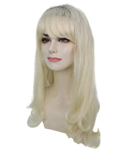 HPO Women Sabrina Carpenter-Inspired Platinum Blonde Wavy Wig for Glamorous Events, Flame-retardant Synthetic Fiber, Premium Breathable Capless Cap