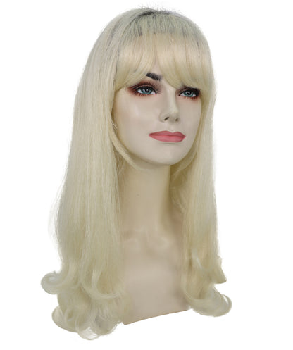 HPO Women Sabrina Carpenter-Inspired Platinum Blonde Wavy Wig for Glamorous Events, Flame-retardant Synthetic Fiber, Premium Breathable Capless Cap