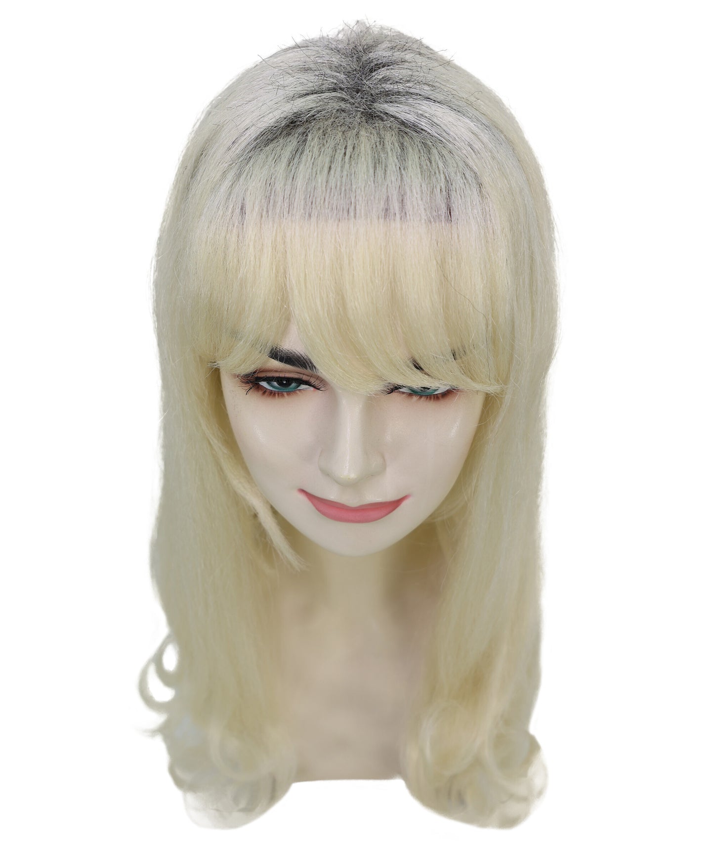 HPO Women Sabrina Carpenter-Inspired Platinum Blonde Wavy Wig for Glamorous Events, Flame-retardant Synthetic Fiber, Premium Breathable Capless Cap