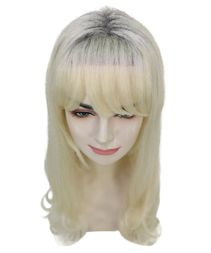 HPO Women Sabrina Carpenter-Inspired Platinum Blonde Wavy Wig for Glamorous Events, Flame-retardant Synthetic Fiber, Premium Breathable Capless Cap