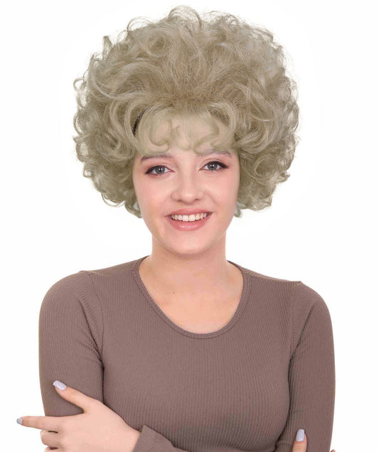 HPO Women's Kath Wig Retro 90s Short Curly Blonde Wigs for Party Costume Parties Themed Events, Breathable Cap Design, Comfortable Fit Perfect for Retro Looks, Festivals & Roleplay